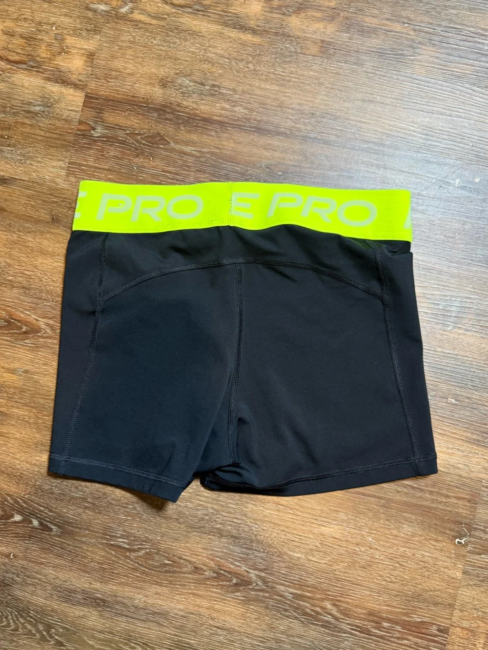 Nike Pro Dri-FIT Compression Shorts Black Volt Green Waistband Women's Medium